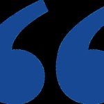 Blue opening double quotation mark on a white background.
