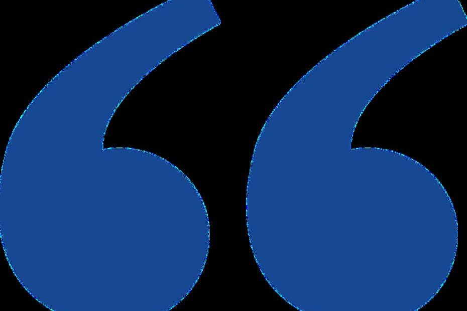 Blue opening double quotation mark on a white background.